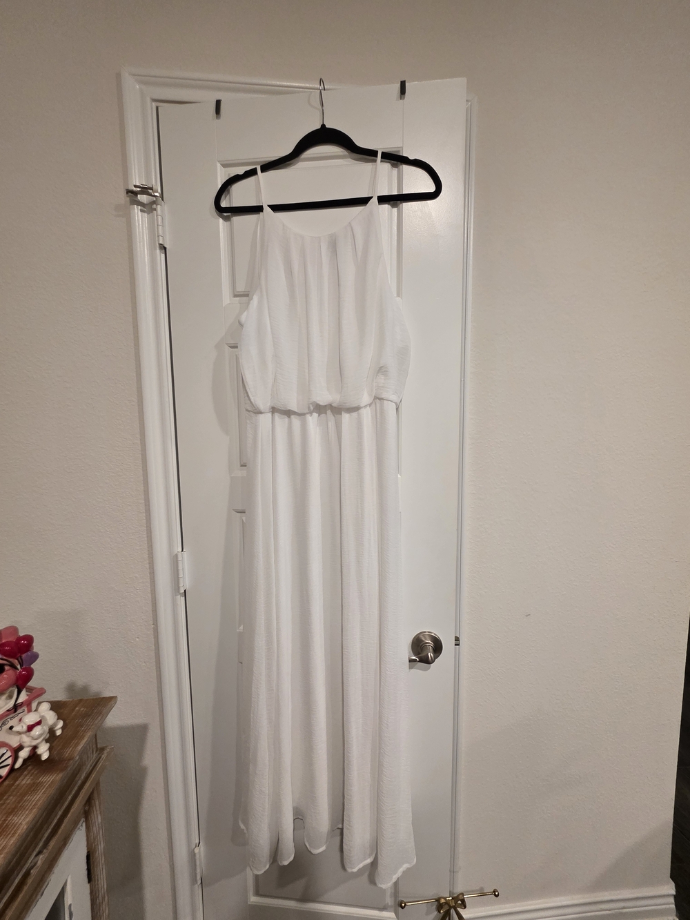 Tacera White Sleeveless Maxi Dress with Blouson Bodice